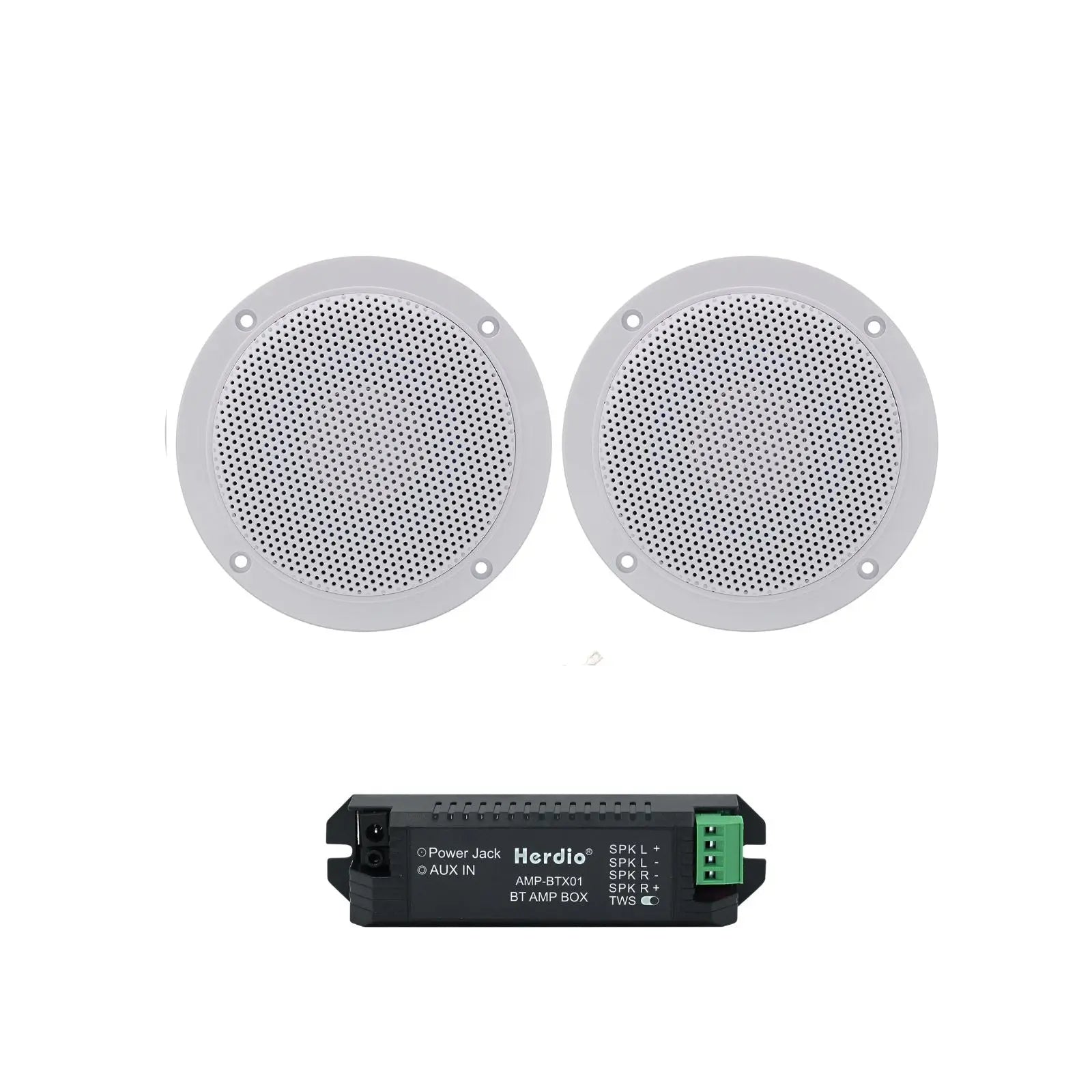 Herdio 4" Bluetooth Marine Speakers 160 Watts 2-Way Waterproof Audio for Vehicles and Boats