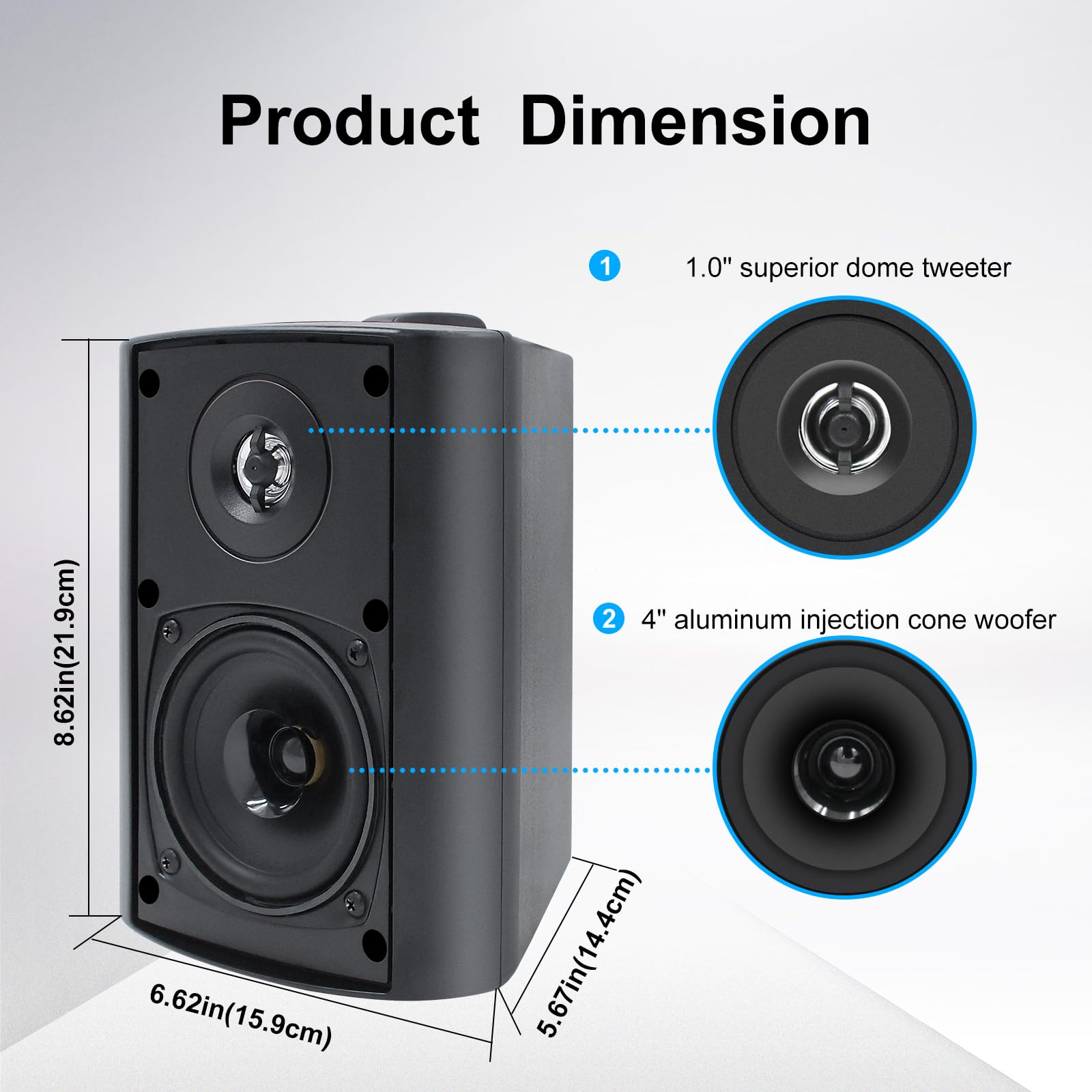 Herdio 4" Bluetooth Outdoor Speakers 400 Watts High Power Weatherproof