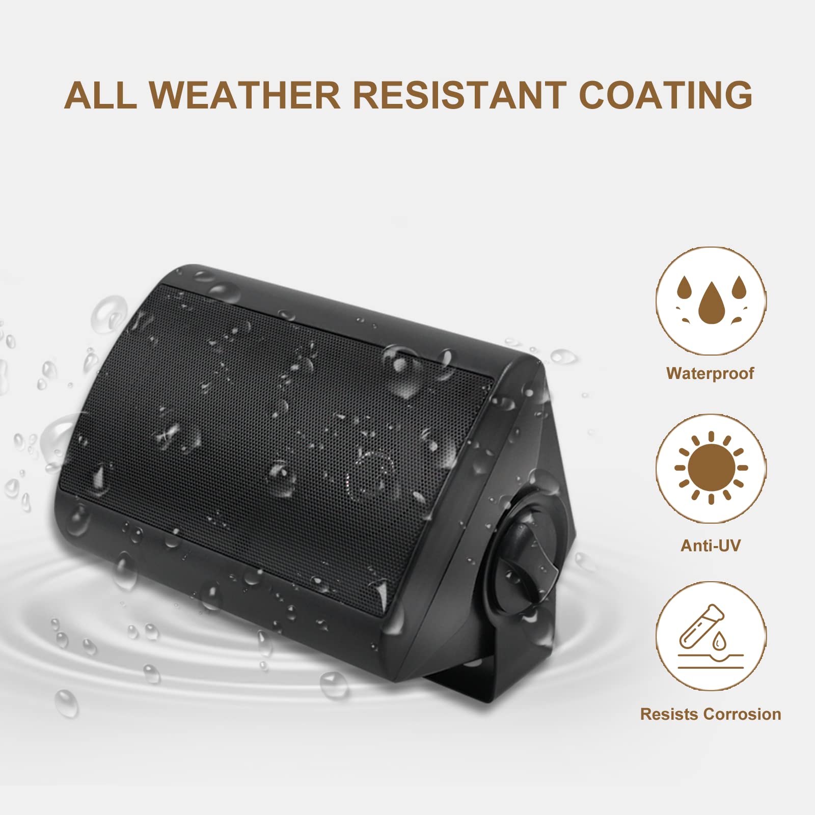 Herdio 4" Bluetooth Outdoor Speakers 400 Watts High Power Weatherproof