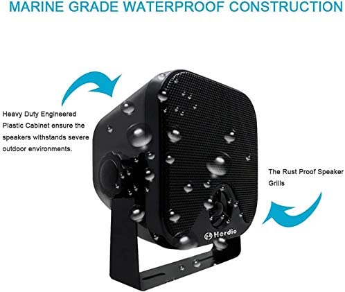 Herdio 4" Marine Speakers 120 Watts 2-Way Waterproof for Boats Use