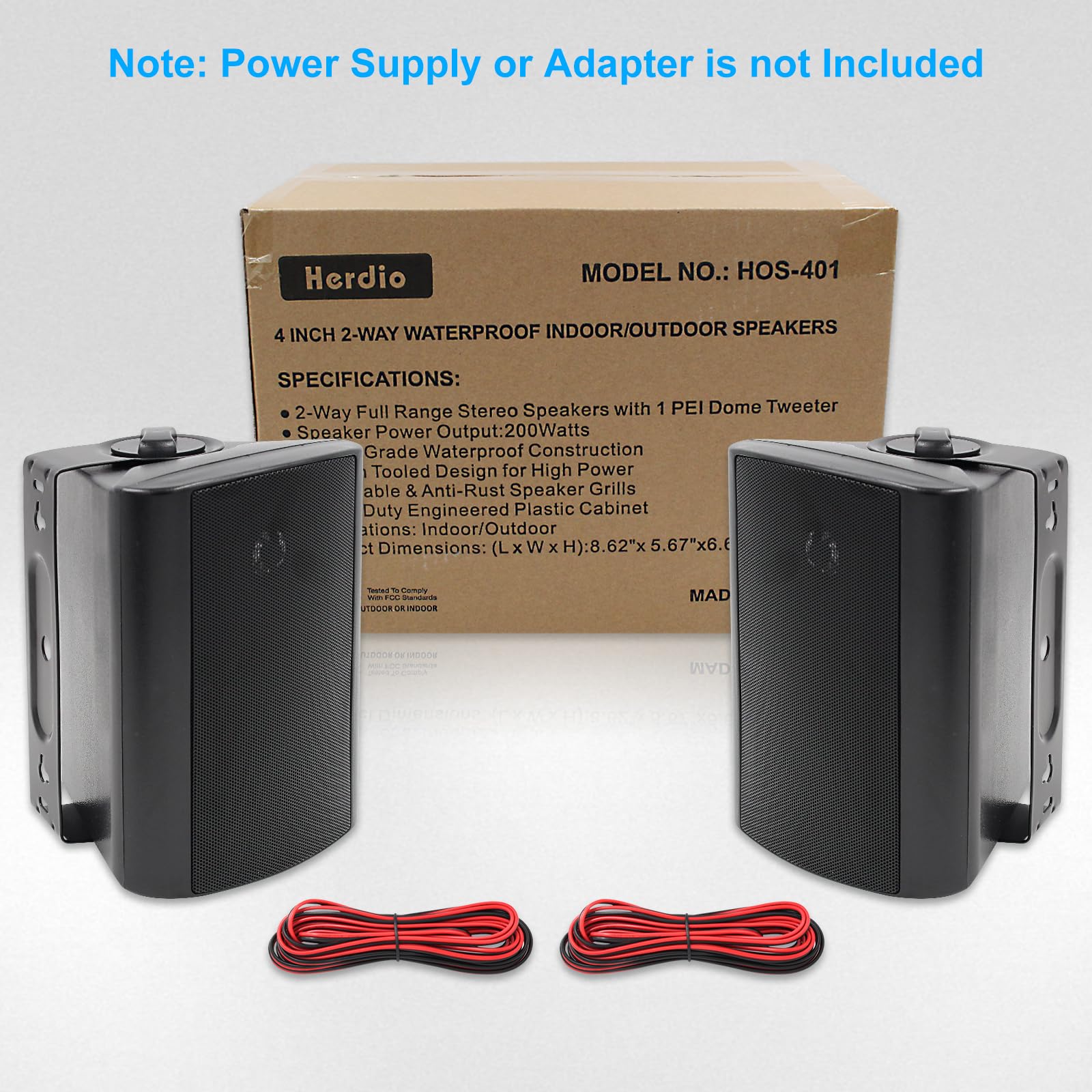 Herdio 4" Outdoor Speakers 200 Watts 2-Way High Power, Durable, Weatherproof Sound