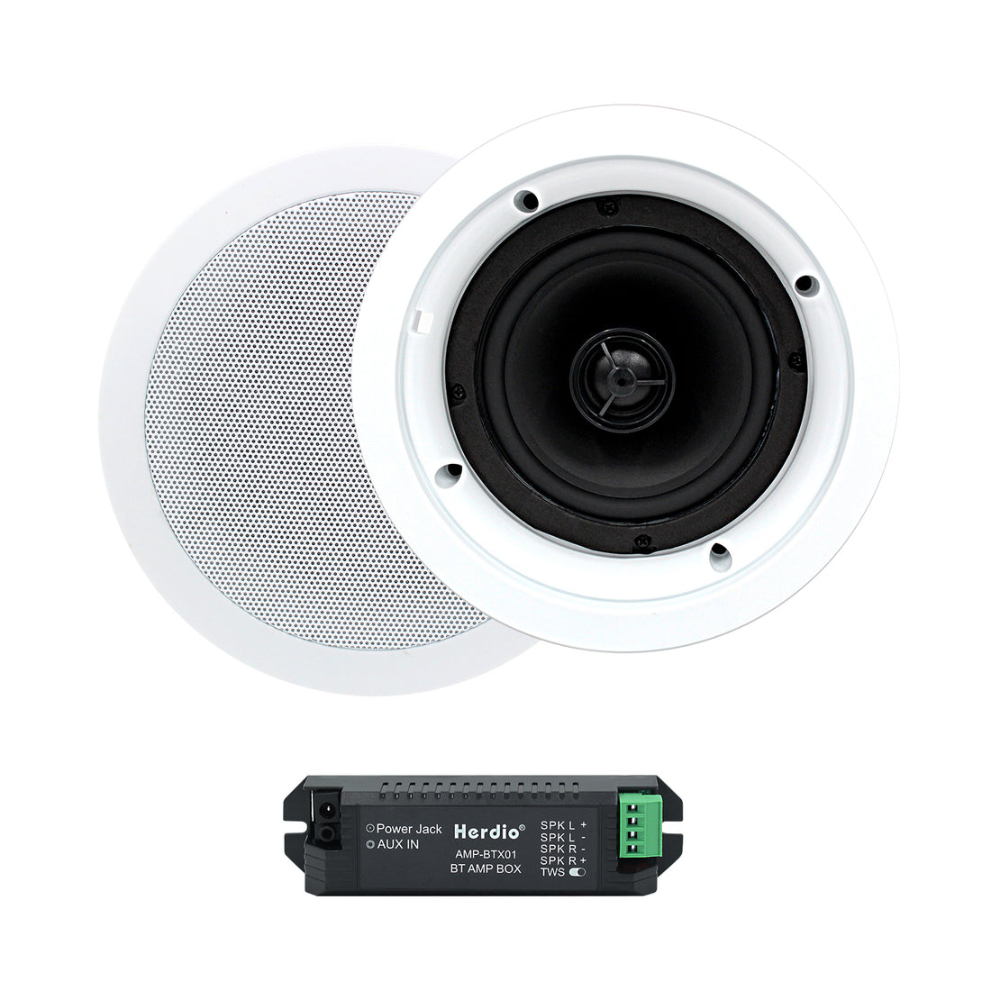 Herdio 5.25 inch Bluetooth ceiling speakers 300W - premium in-ceiling audio system for home theater and whole house sound