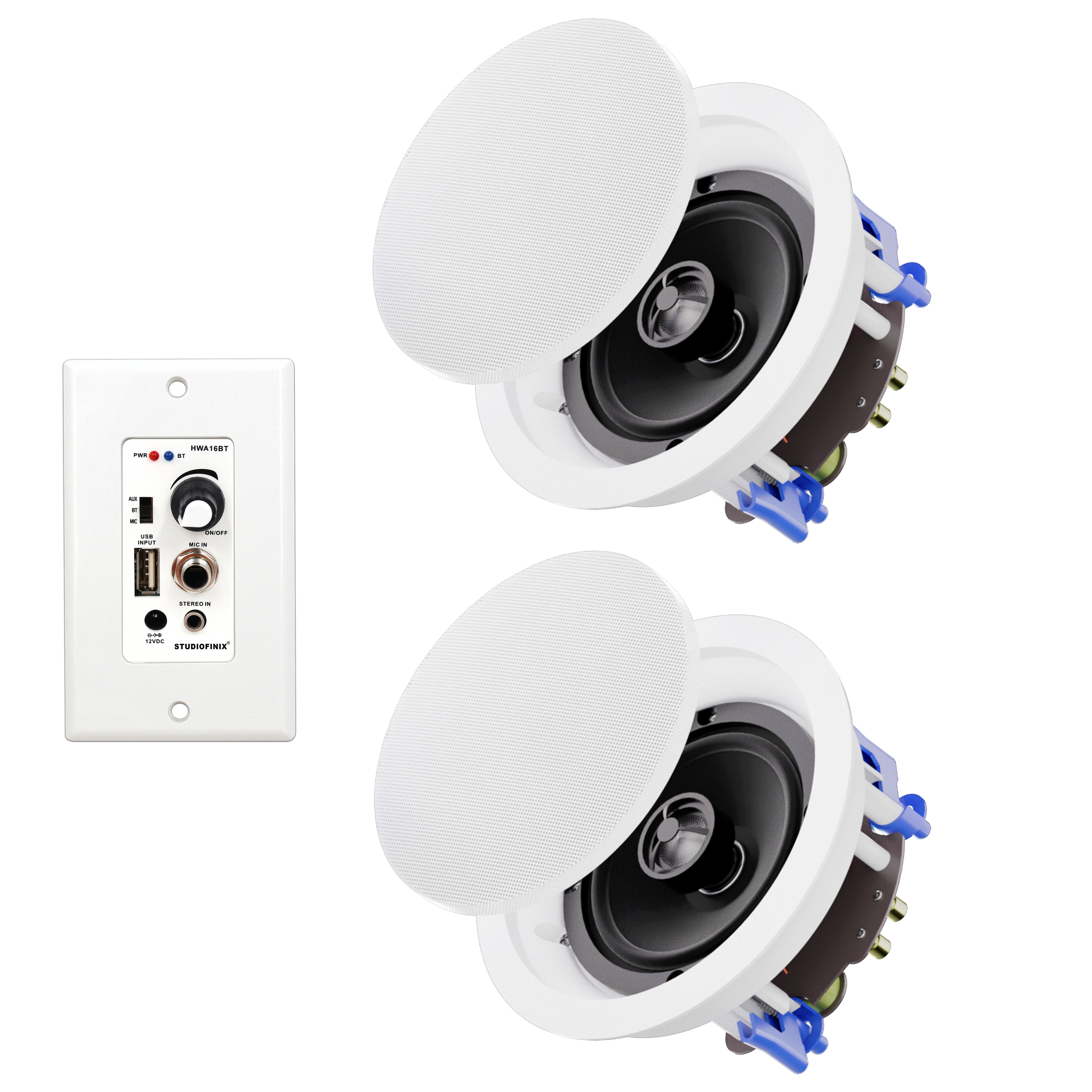 Herdio 5.25" In-Ceiling Bluetooth Speakers 300 Watts 2-Way for Home Audio