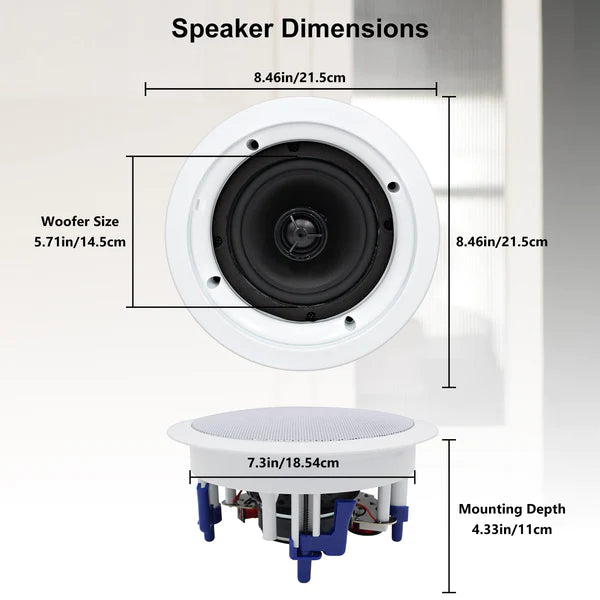 Herdio 5.25" Ceiling Bluetooth Speakers 600W Sound System for Immersive Home Audio