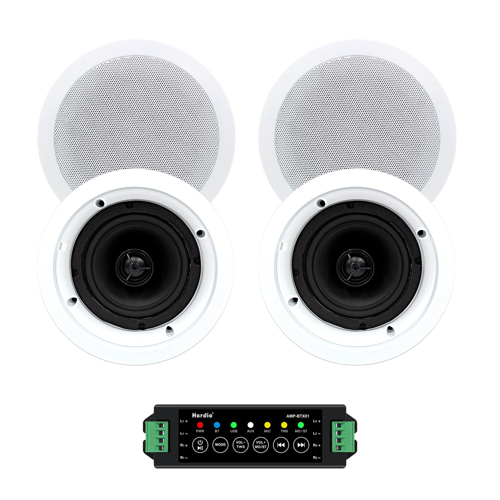 Herdio 5.25" Ceiling Bluetooth Speakers 600W Sound System for Immersive Home Audio