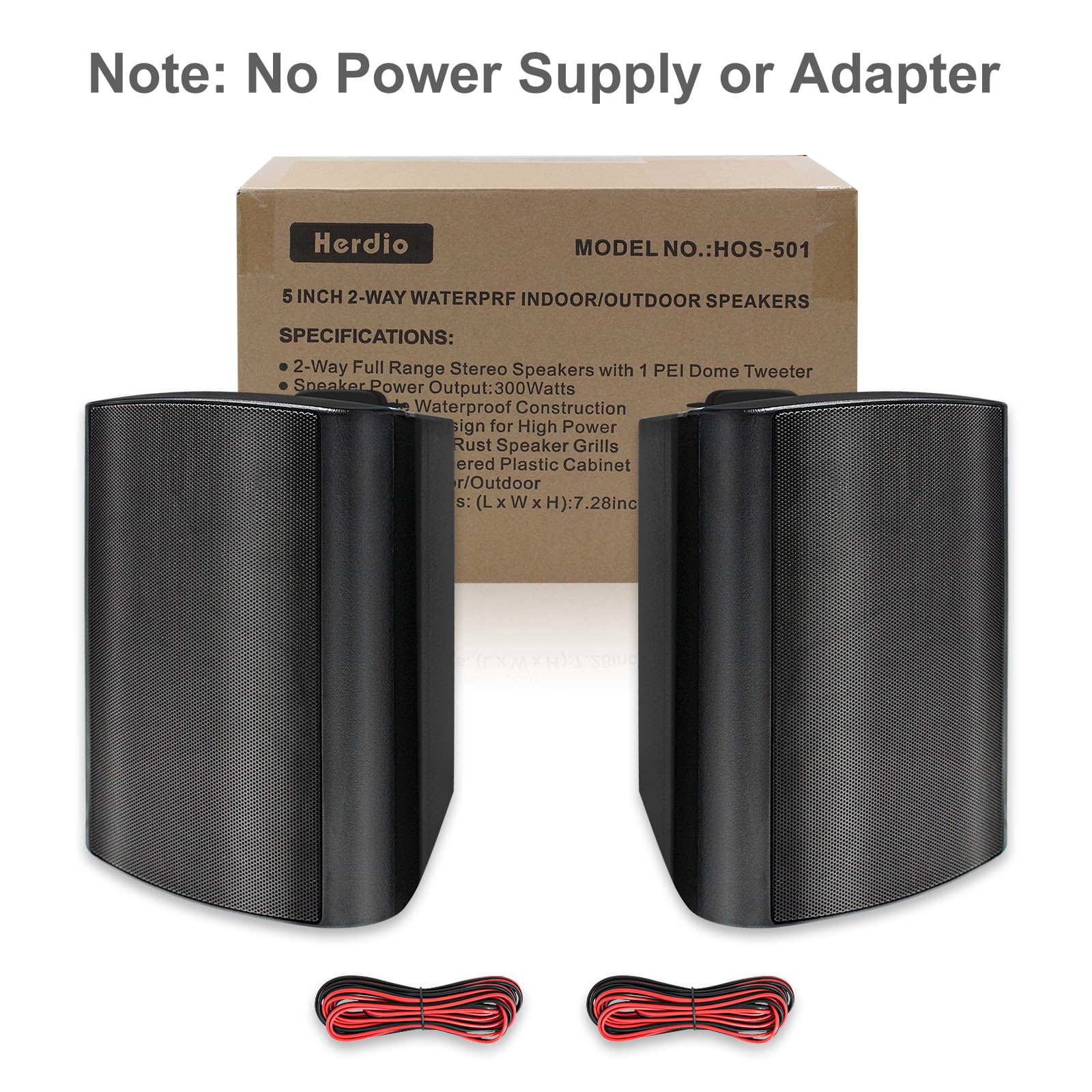 Herdio 5.25" Outdoor Speakers 300 Watts 2-Way Durable Audio