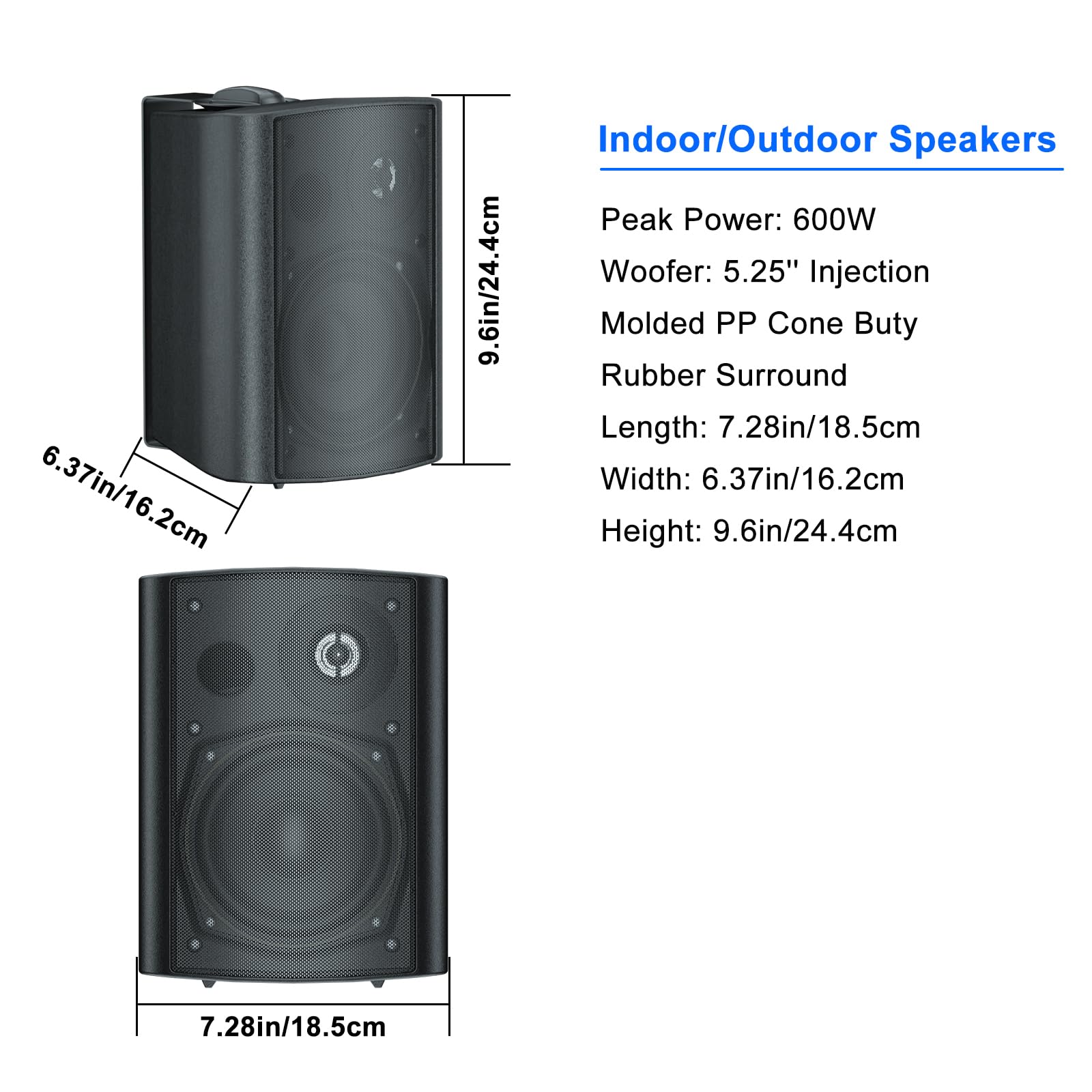 Herdio 5.25" Outdoor Speakers 600 Watts Powerful Audio Performance