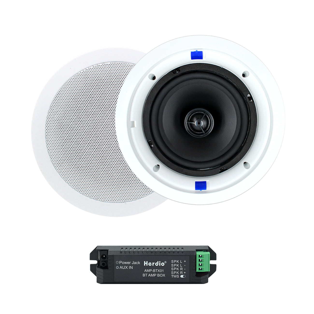 Herdio 6.5 inch Bluetooth ceiling speakers 320W stereo sound system for home audio installation