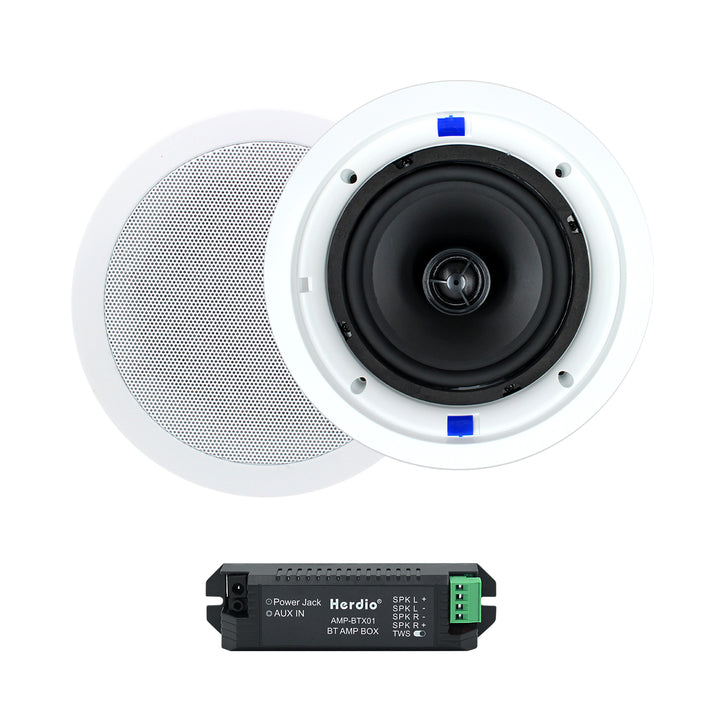 Herdio 6.5" Bluetooth In-Ceiling Speakers 320W | Powerful Stereo Sound for Home & Kitchen
