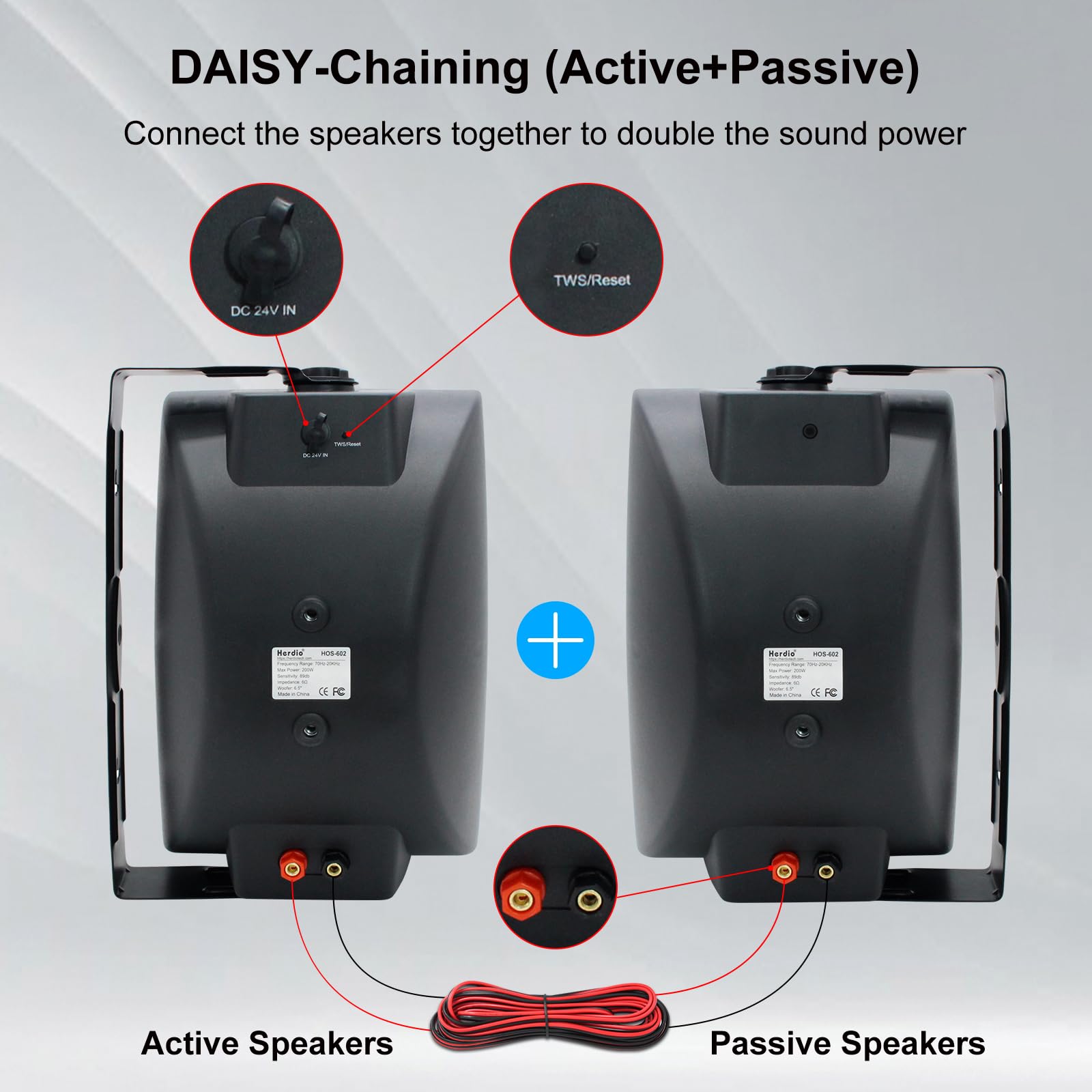 Herdio 6.5" Bluetooth Outdoor Speakers 400 Watts 2-Way Powerful Sound