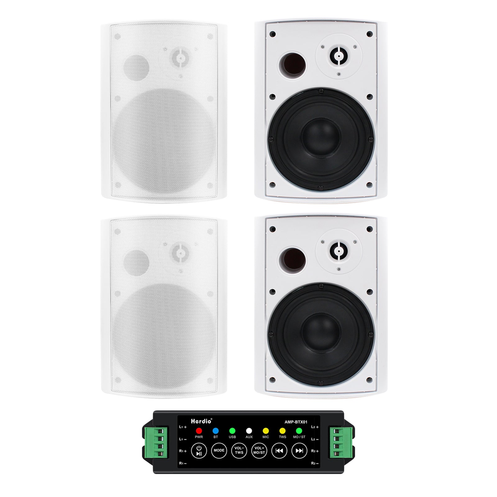 Herdio 6.5" Bluetooth Speakers Outdoor 800 Watts Powerful Sound