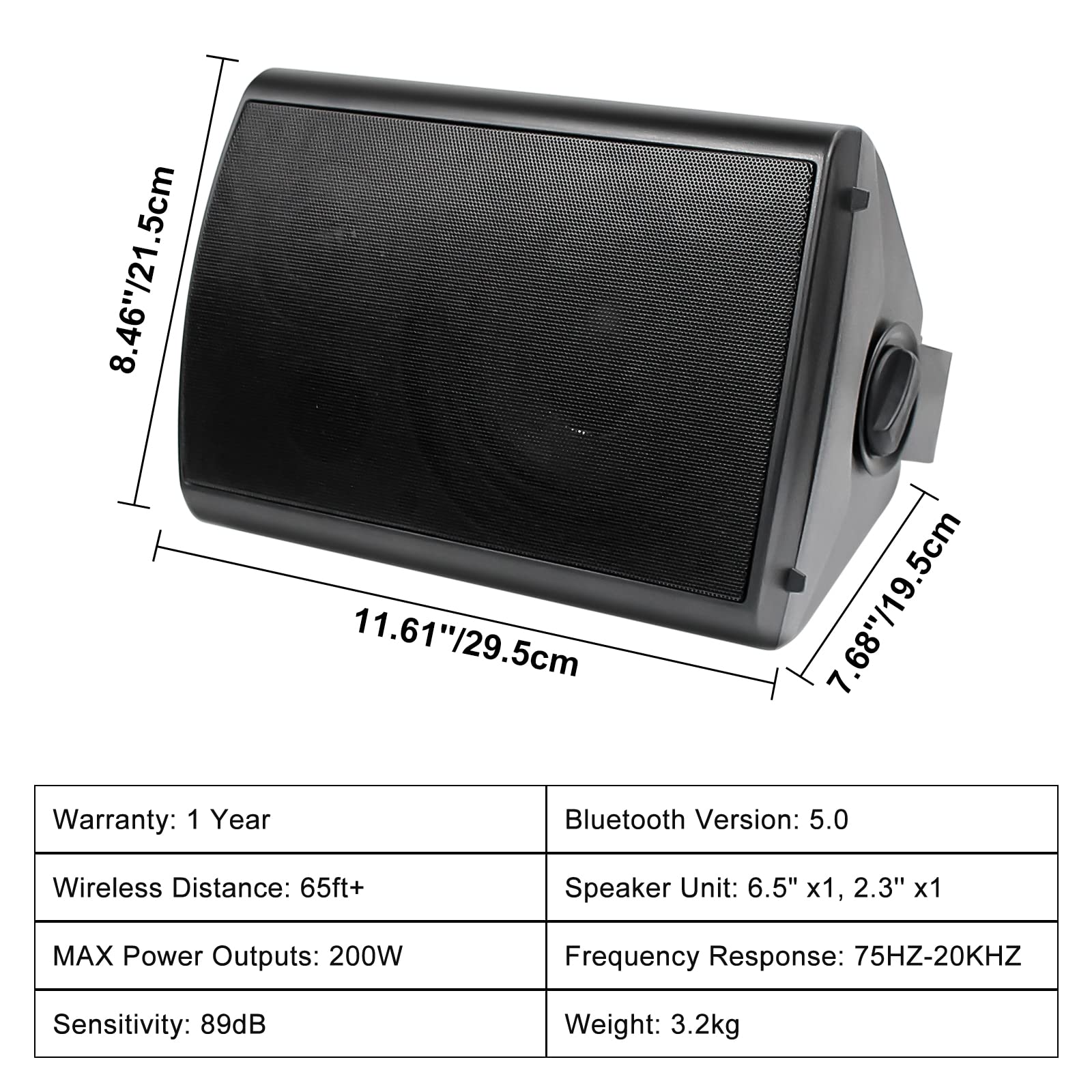 Herdio 6.5" Bluetooth Speakers Outdoor 800 Watts Powerful Sound