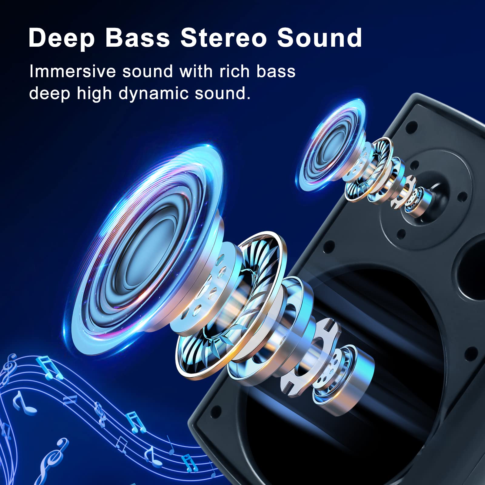 Herdio 6.5" Bluetooth Speakers Outdoor 800 Watts Powerful Sound
