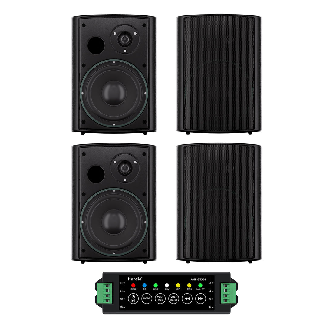 Herdio 6.5" Bluetooth Speakers Outdoor 800 Watts Powerful Sound