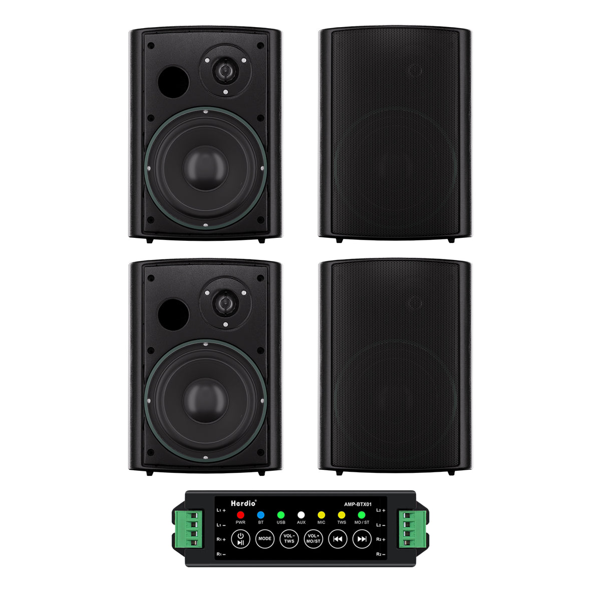 Herdio 6.5'' Bluetooth Outdoor Speakers 800 Watts Waterproof & Dustproof