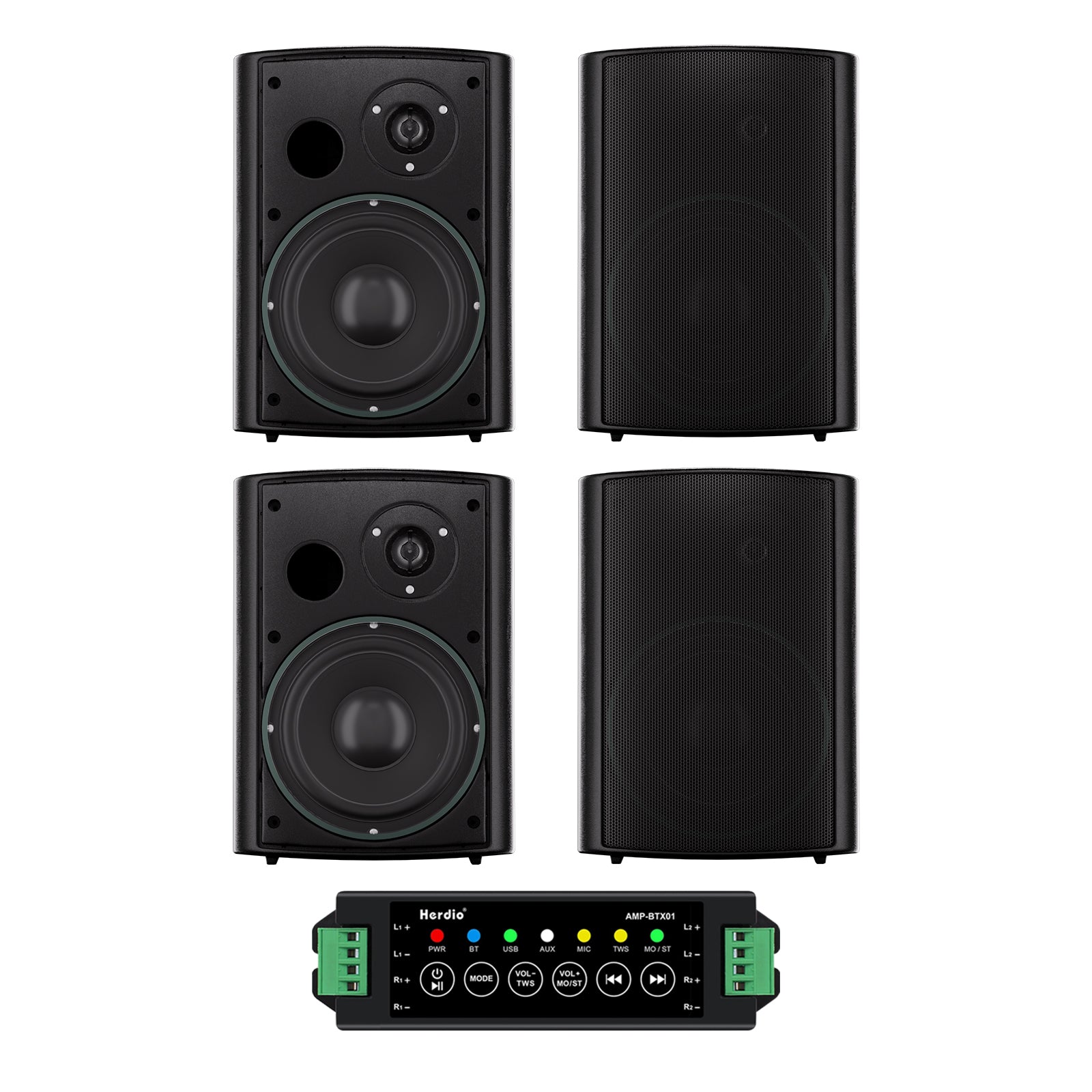Herdio 6.5" Bluetooth Speakers Outdoor 800 Watts Powerful Sound