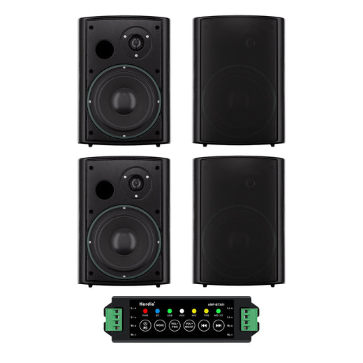 Herdio 6.5" Bluetooth Outdoor Speaker System 800W | 4 Speakers with Amplifier
