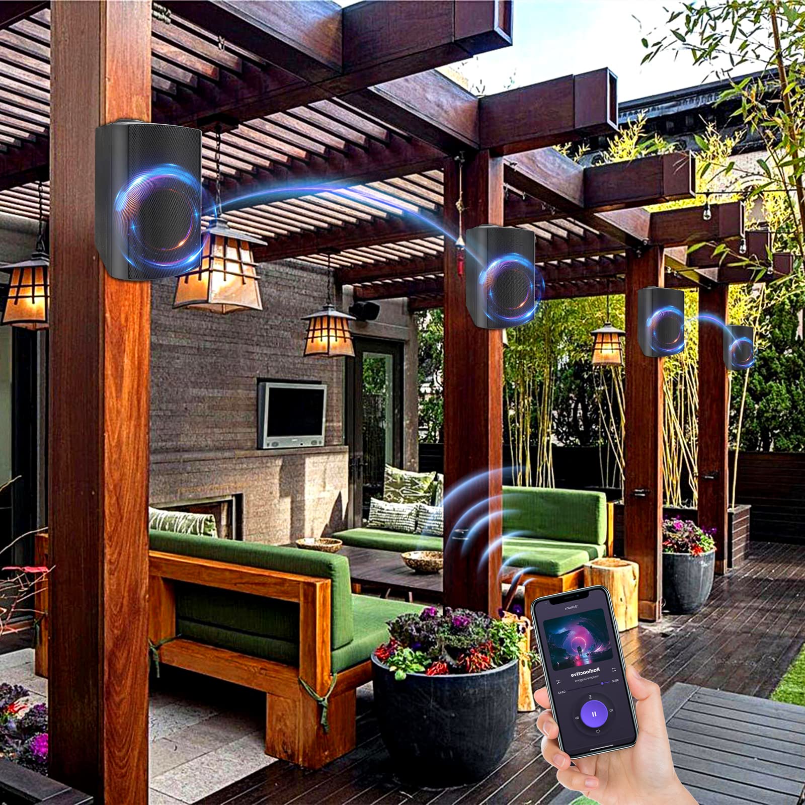 Herdio 6.5" Bluetooth Speakers Outdoor 800 Watts Powerful Sound