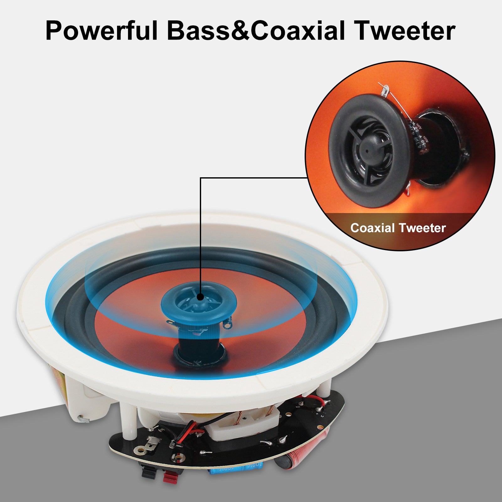 Herdio 6.5" Ceiling Bluetooth Speakers 300 Watts 2-Way Surround Sound Experience