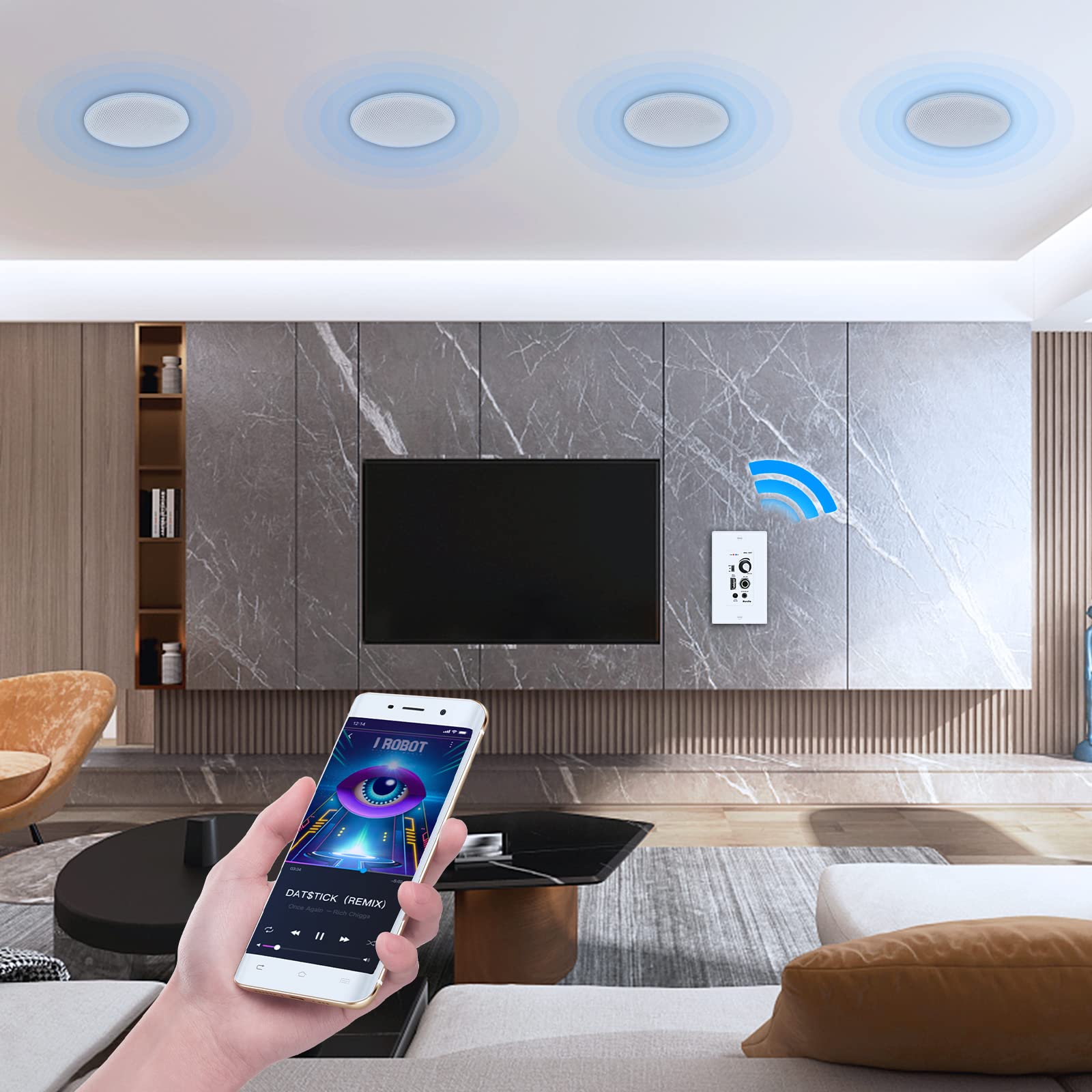 Herdio 6.5" In-Ceiling Bluetooth Speakers 600 Watts for Powerful Audio Performance