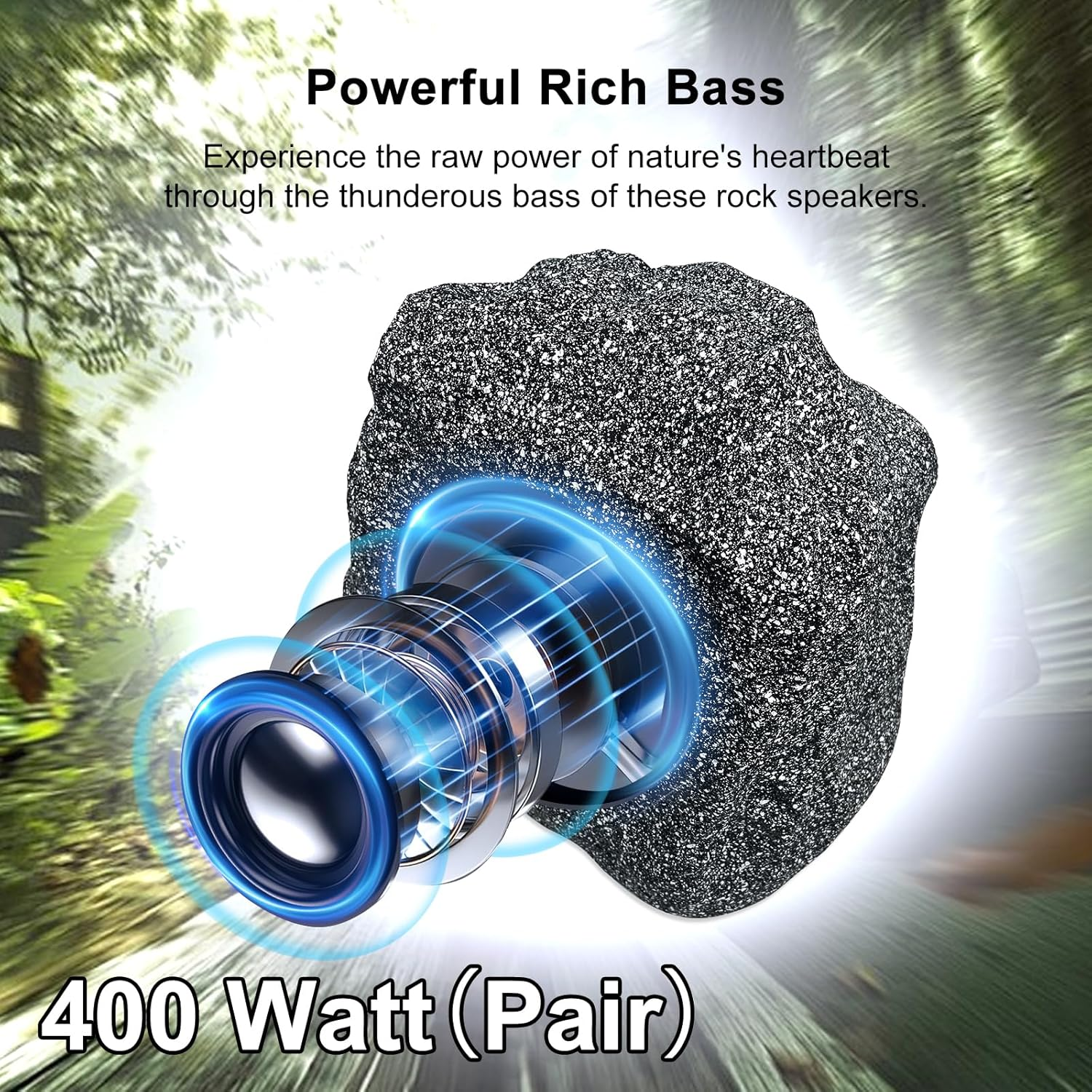 Herdio 6.5" Rock Speakers Waterproof Outdoor 400 Watts for Yard