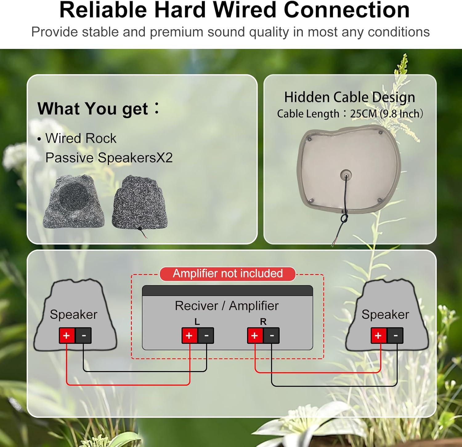 Herdio 8" Rock Speakers 600 Watts Outdoor Waterproof Powerful Audio Performance