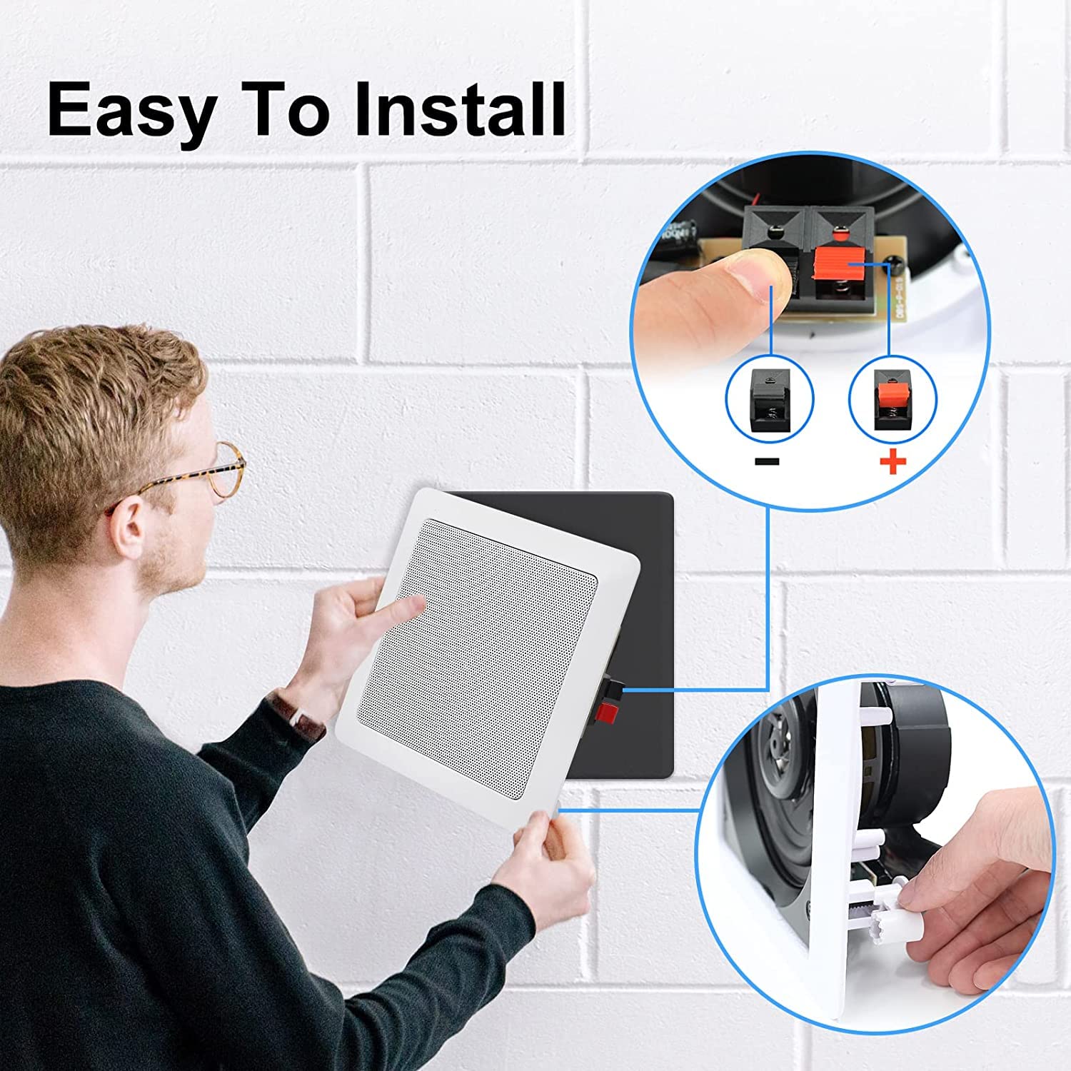 Herdio 5.25" In-Wall Bluetooth Speakers 320W Home Audio System for Superior Sound