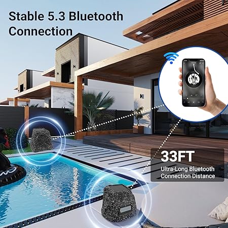 Herdio Rock Bluetooth Speakers Outdoor Waterproof Solar Max 160-240 Watt-4"
