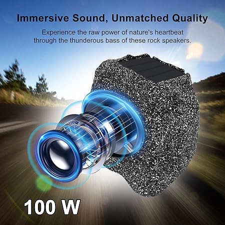 Herdio Rock Bluetooth Speakers Outdoor Waterproof Solar Max 160-240 Watt-6.5"