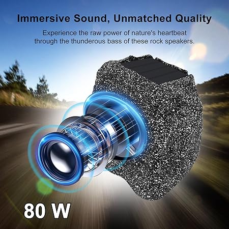 Herdio Rock Bluetooth Speakers Outdoor Waterproof Solar Max 160-240 Watt-4"