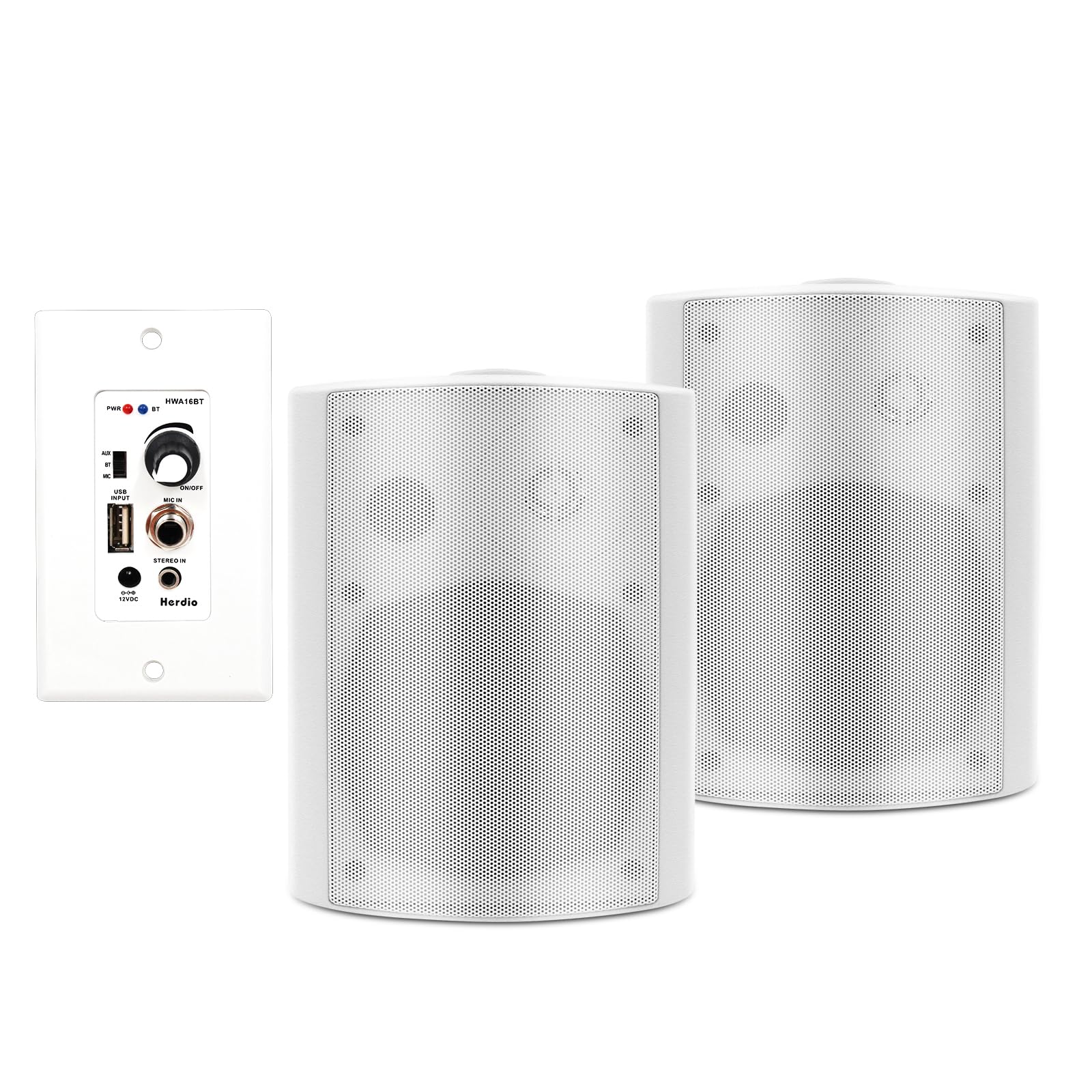 5.25" Bluetooth Outdoor Wall Mount Speakers 300 Watts 2-Way HOS-501-16BT