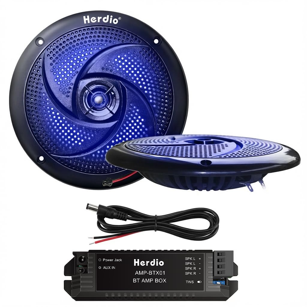 Herdio 4-inch Bluetooth marine speakers with LED lights black
