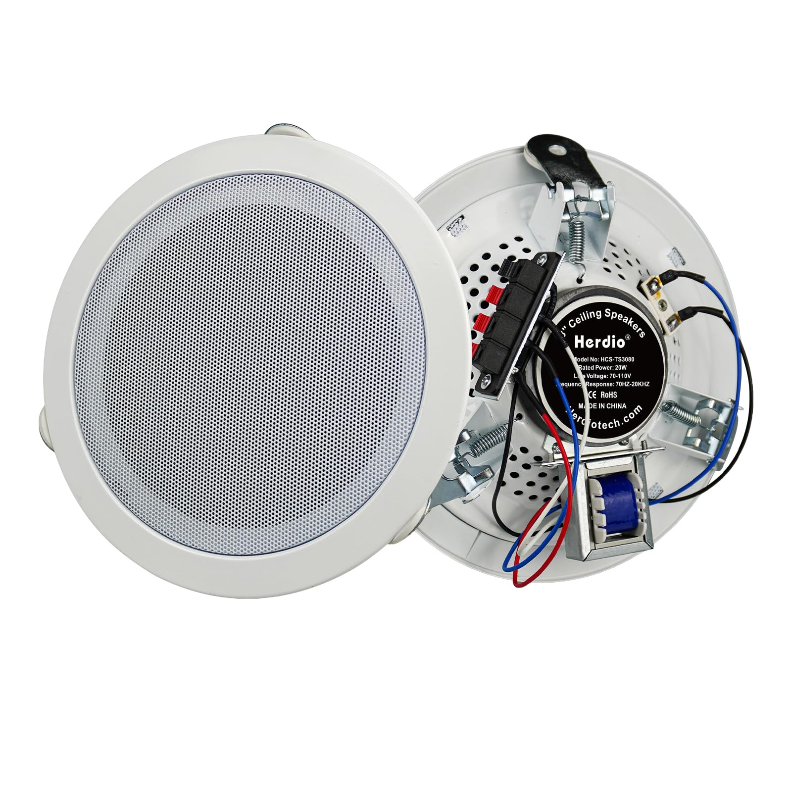 Herdio 8-inch 70V commercial ceiling speakers 2-pack