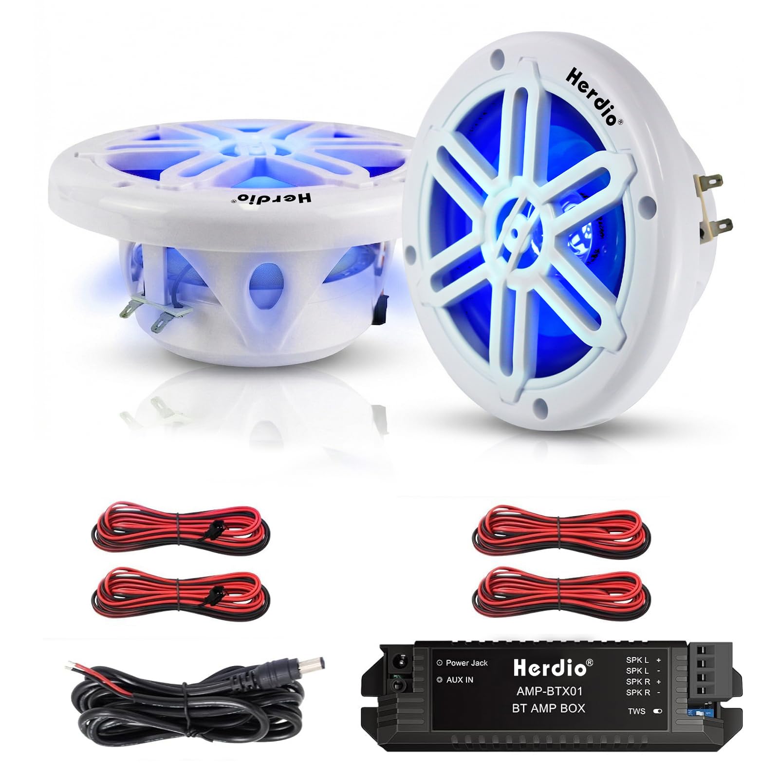 Herdio 8-inch 450W Bluetooth marine speakers white
