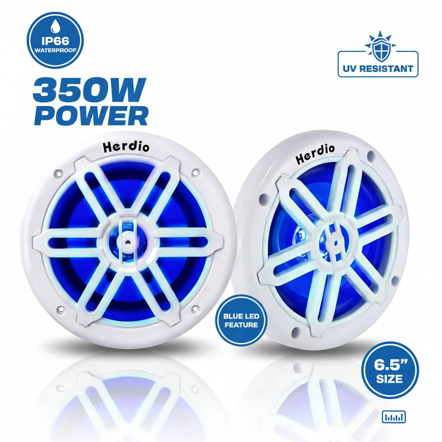 Herdio 350W marine speaker pair for boats and ATVs