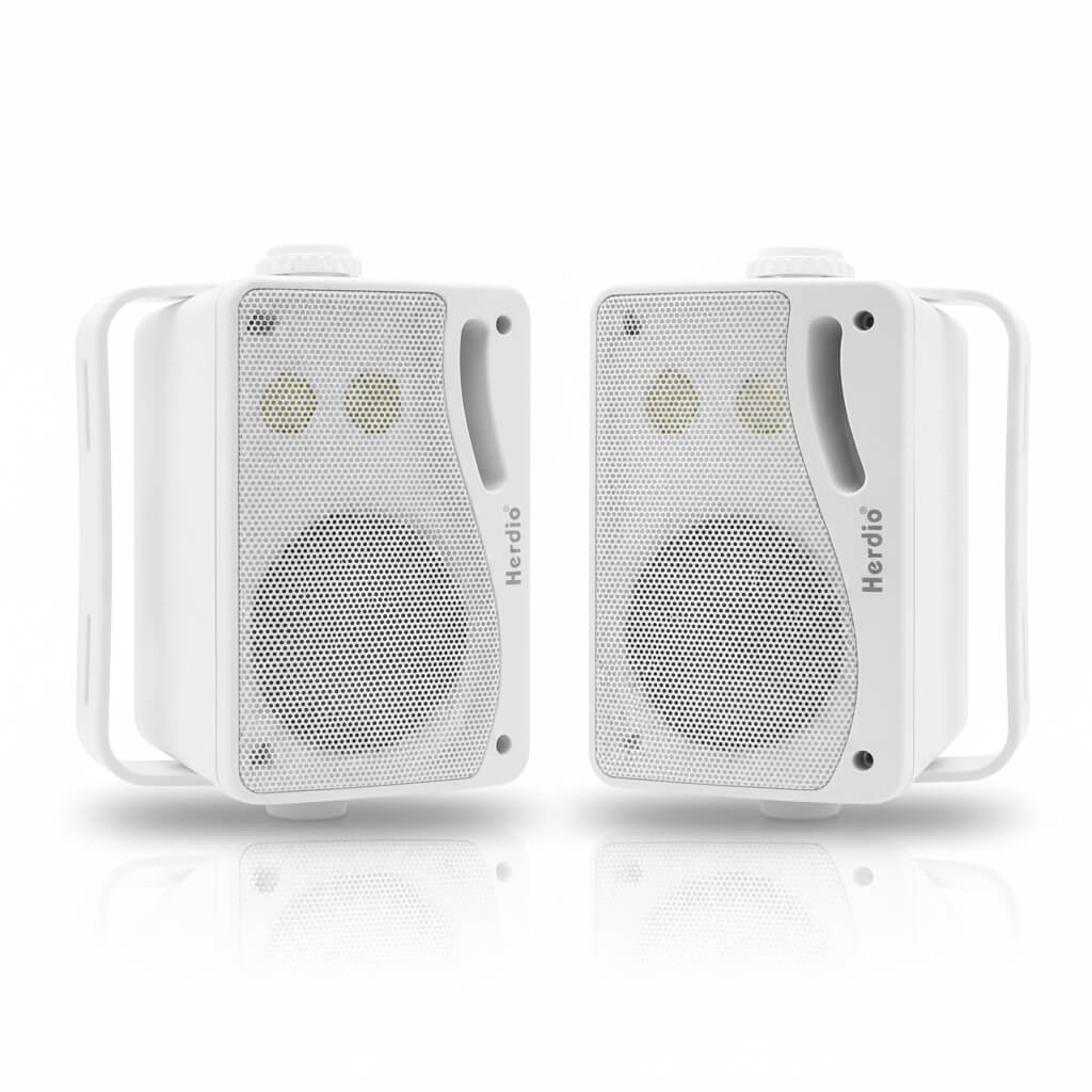 Herdio 3.5" Outdoor Speakers 200W | Waterproof Wall Mount Speaker Pair for Patio, Pool & Boat