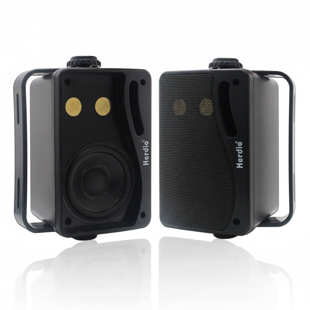 Herdio 3.5" Outdoor Speakers | 200W Waterproof Wall Mount Speaker Pair for Patio, Pool & Boat