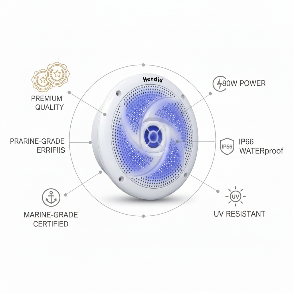 Herdio白色音响IP66认证标识