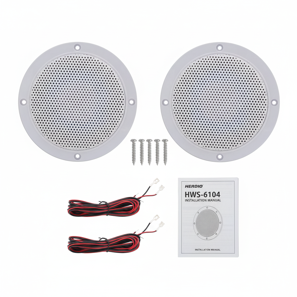 Herdio marine speakers package contents - complete installation kit included