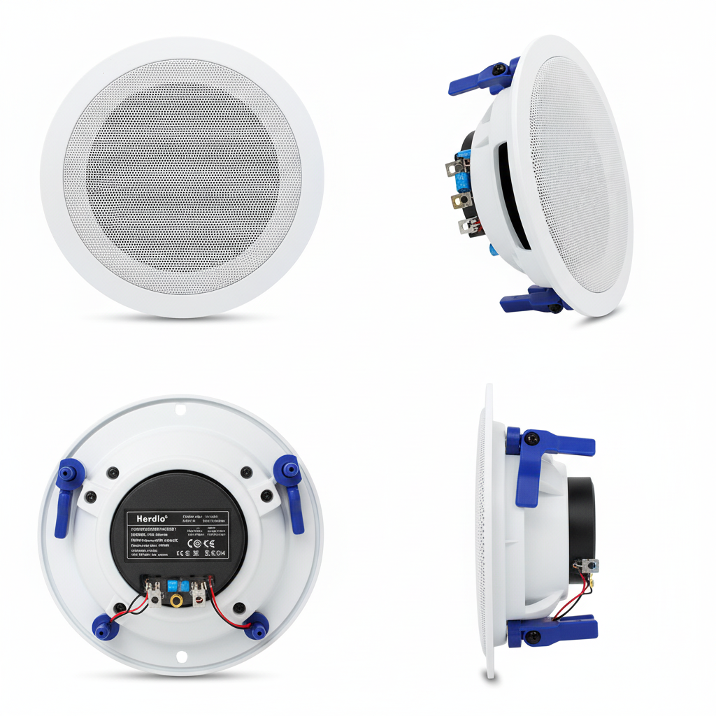 Herdio吸顶音箱多角度展示 - 前后侧面细节