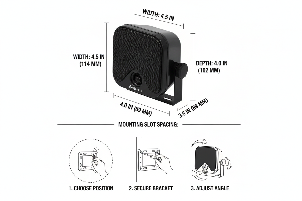 Herdio Speaker Dimensions and Installation Guide