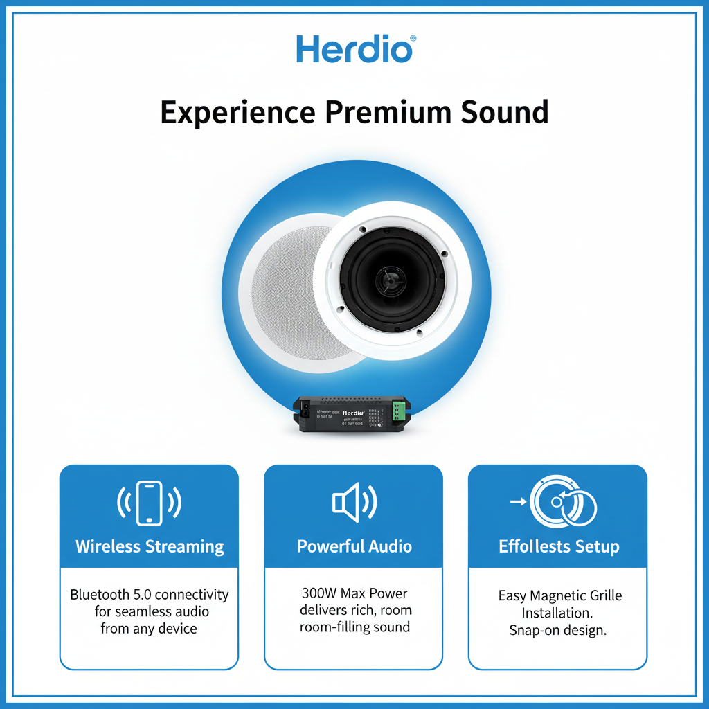 Herdio音箱核心卖点 - 蓝牙5.0 300W功率 磁吸安装