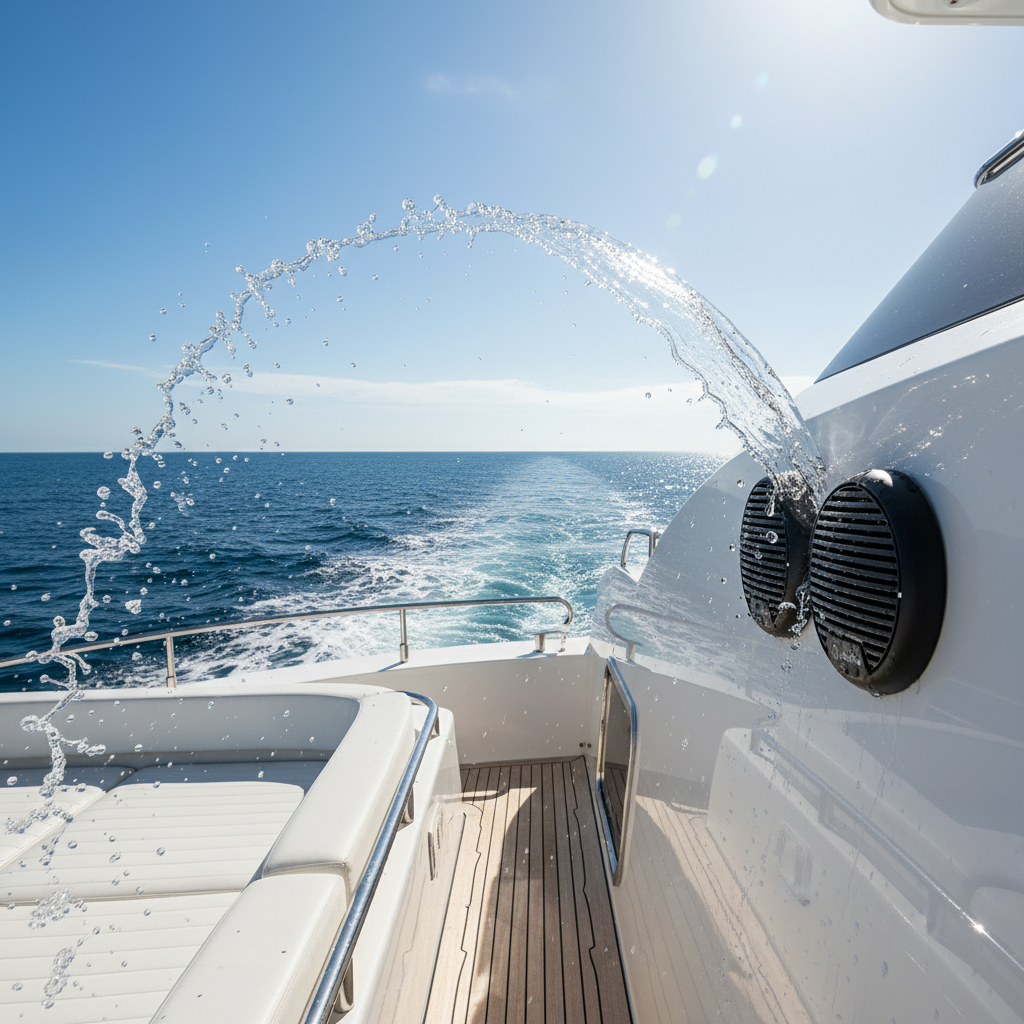  Herdio waterproof speakers installed on yacht boat marine audio system