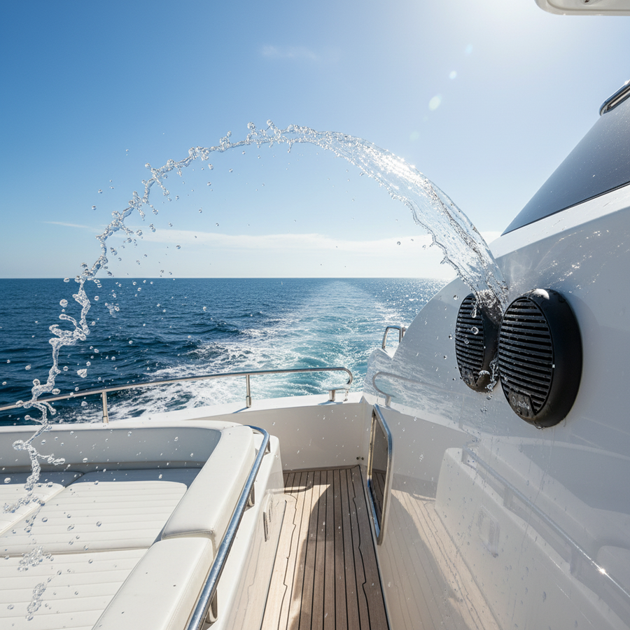  Herdio waterproof speakers installed on yacht boat marine audio system