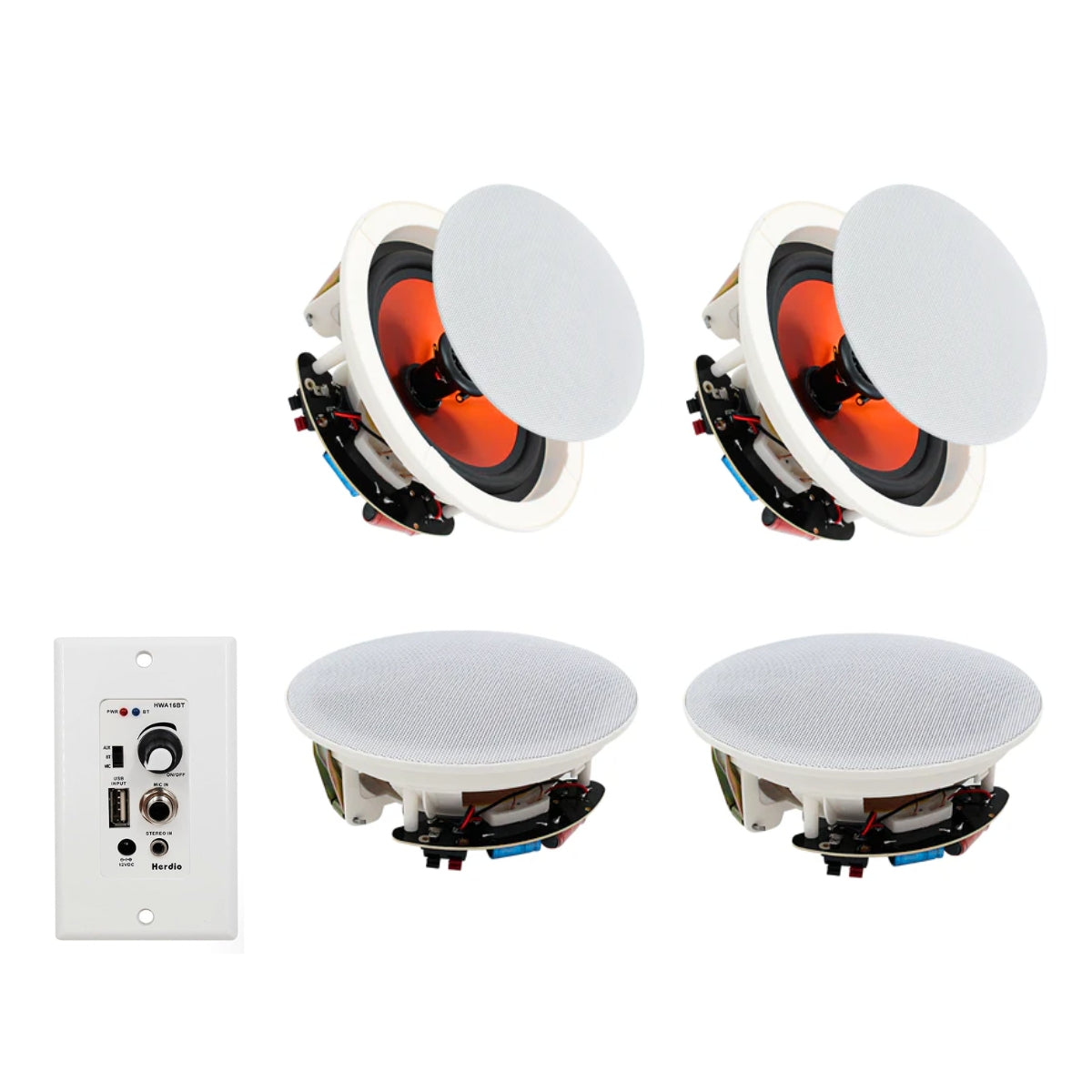 Herdio Bluetooth In-Wall Ceiling Speakers – 600W 2-Way Flush Mo