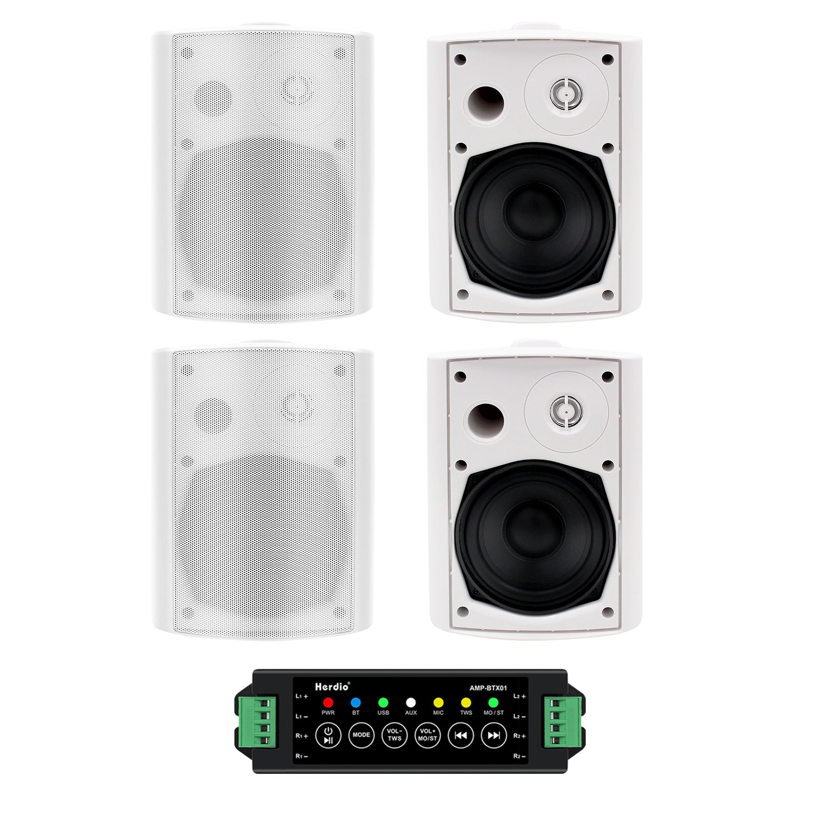 5.25" Bluetooth Outdoor Speakers 600 Watts 2-Way HOS-501BTX2