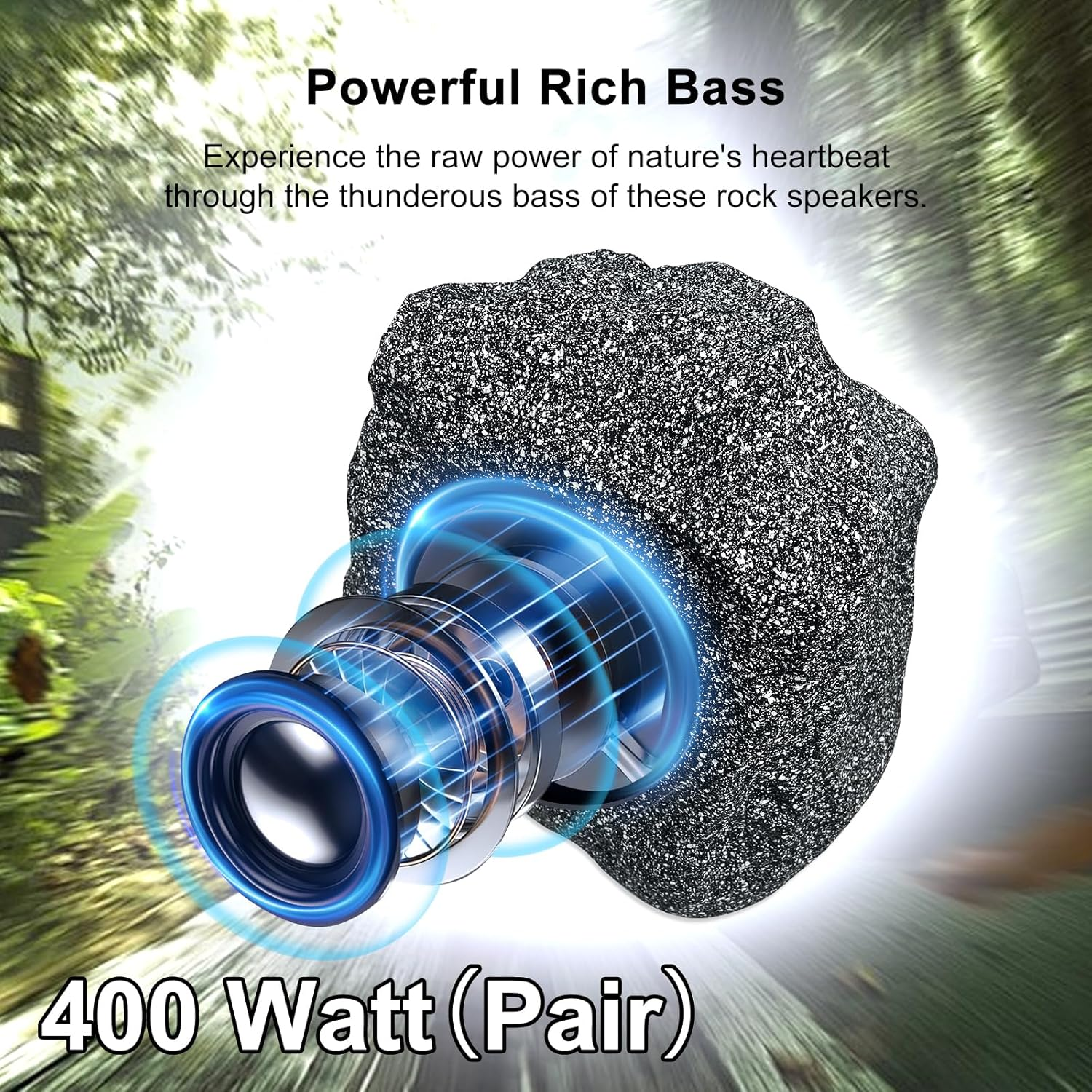 Herdio 6.5" Bluetooth Waterproof Outdoor Rock Speakers 400 Watts (Pair)