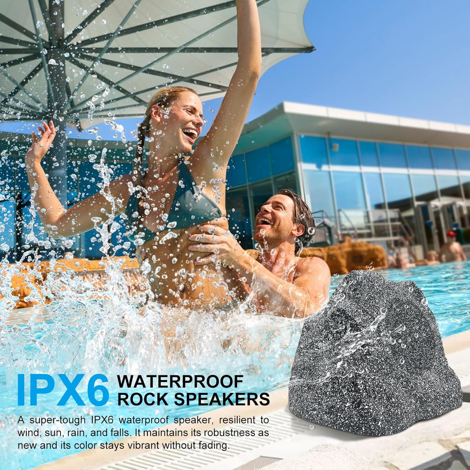 Herdio 6.5" Bluetooth Waterproof Outdoor Rock Speakers 400 Watts (1 Pair)