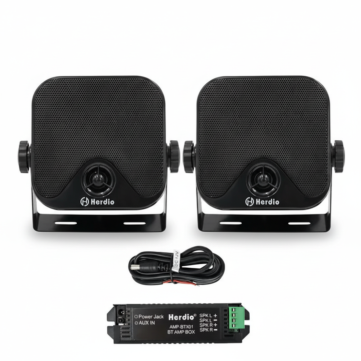 Herdio 4" Bluetooth Marine Speakers | Waterproof Wireless Audio for ATV, UTV, Golf Cart & Boat