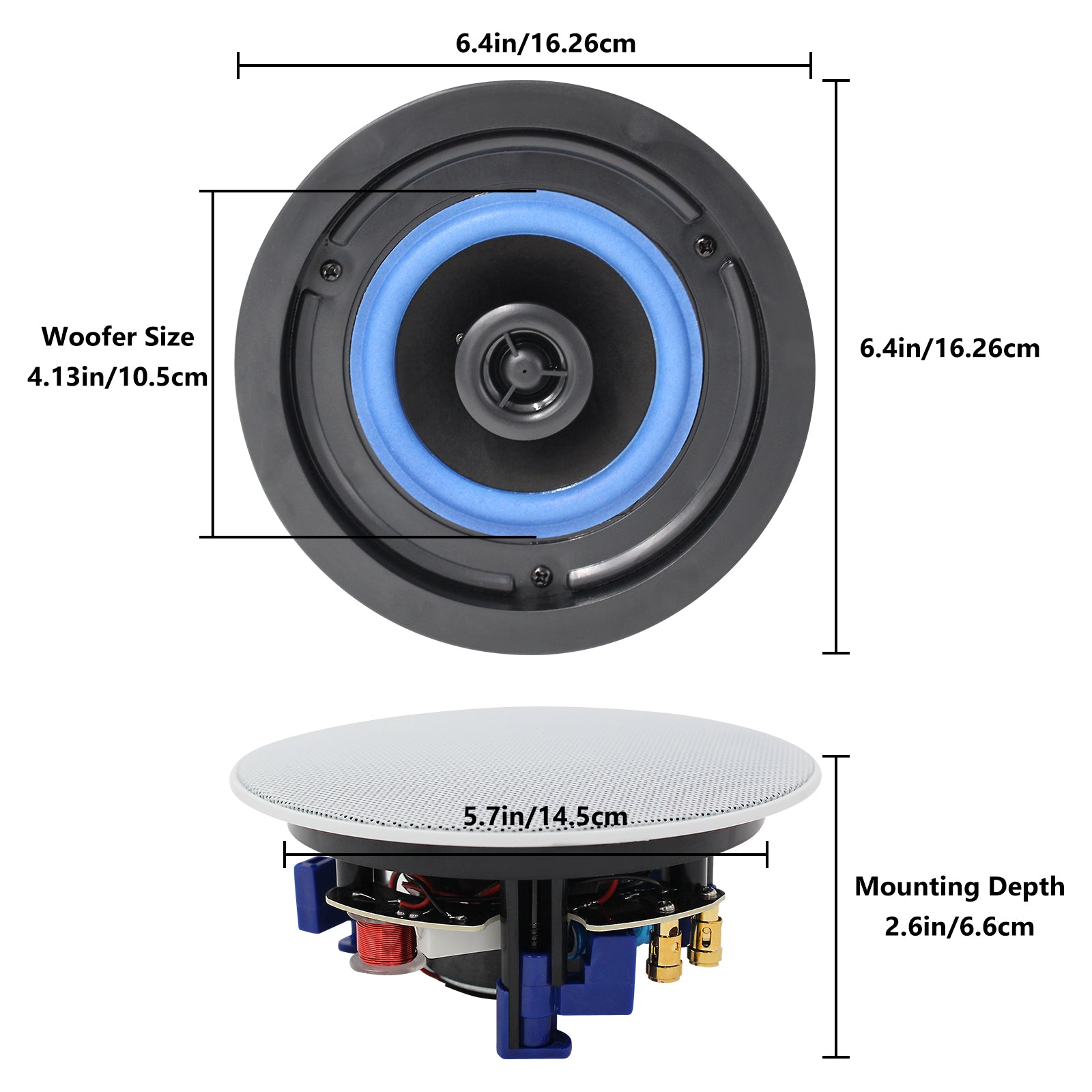 Herdio 4" Ceiling Speakers 160 Watts 2-Way for Home Audio